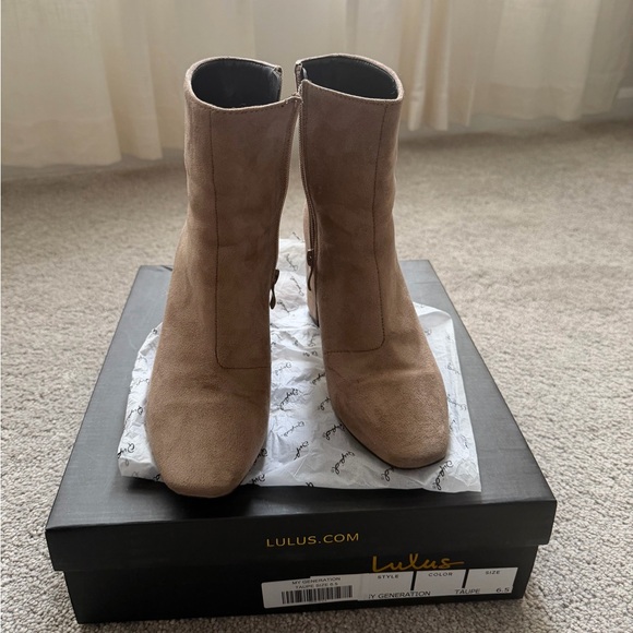 My Generation Taupe Suede High Heel Mid-Calf Boots - 6.5 - Picture 7 of 9
